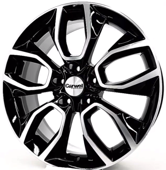 Carwel Хасан-ab 202 (Geely Coolray) 18x7" 5x114,3мм DIA 54.1мм ET 53мм AB / Черный с полировкой от магазина Империя шин