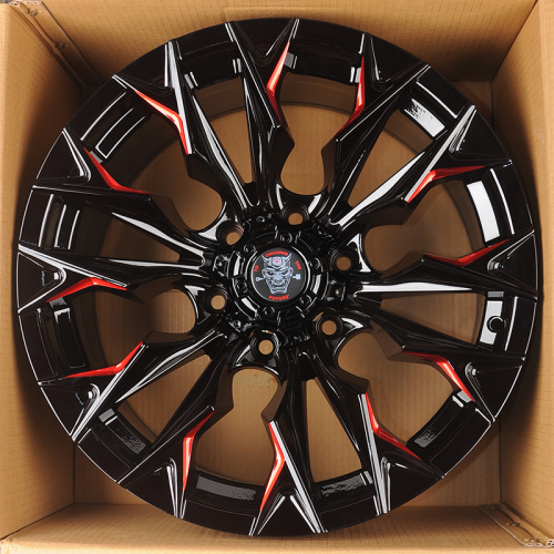 Anzoo AS8227-8 18x9.0" 6x139.7 DIA 110.1мм ET 0мм Gloss Black+Milling window+red coating от магазина Империя шин