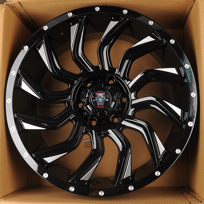 Anzoo JT192-20 20x9.0" 6x139.7мм DIA 110.1мм ET 0мм Gloss Black+Milling Spoke&Rivet Holes от магазина Империя шин